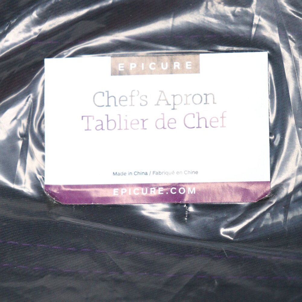 BNIB Epicure Chef's Apron Half Length Black with Purple New